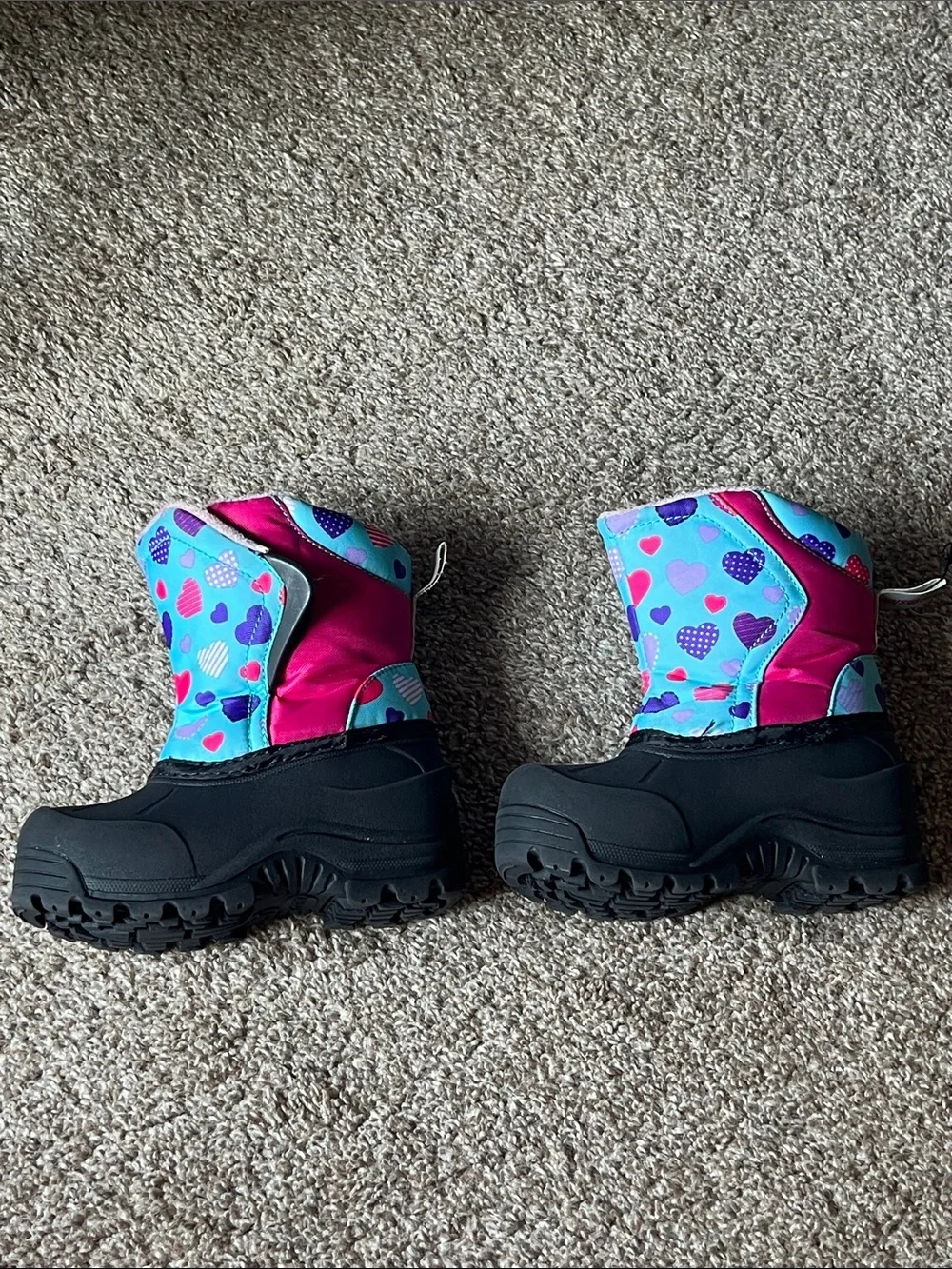 Northside Pink & Blue Heart-Print Toddler Size 7 Snow Boots